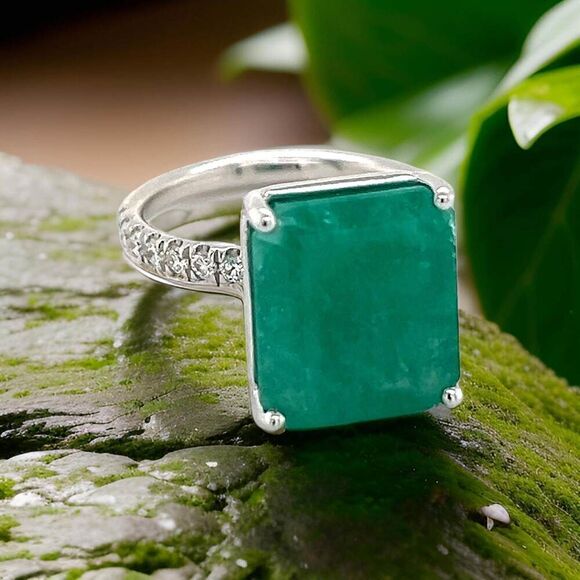 Natural Emerald Diamond Ring 6.5 14k WG 8.27 TCW Certified $4,950 310998 - Picture 7 of 10